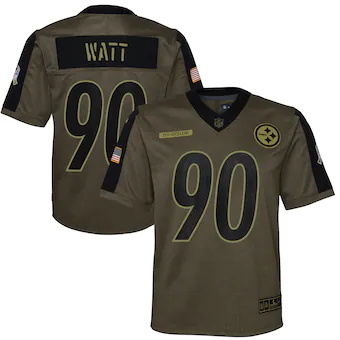 youth nike tj watt olive pittsburgh steelers 2021 salute to